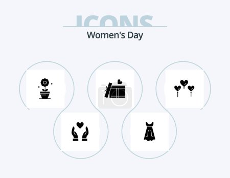 Illustration for Womens Day Glyph Icon Pack 5 Icon Design. day. women. wedding. flower. plant - Royalty Free Image