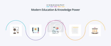 Illustration for Modern Education And Knowledge Power Flat 5 Icon Pack Including web . internet . lab . student notes. notes - Royalty Free Image