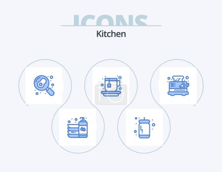 Illustration for Kitchen Blue Icon Pack 5 Icon Design. electrical. tea. tomato. hot. egg - Royalty Free Image