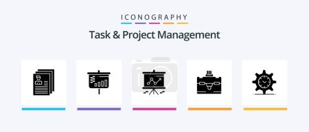 Ilustración de Task And Project Management Glyph 5 Icon Pack Including tourist . projector . projector. graph. Creative Icons Design - Imagen libre de derechos