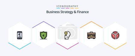 Illustration for Business Strategy And Finance 25 FilledLine icon pack including handbag. briefcase. protection. bag. human - Royalty Free Image