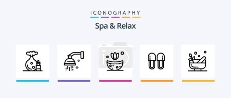 Ilustración de Spa y Relax Line 5 Icon Pack Incluye piedra. spa. belleza. Roca. Relajación. Diseño de iconos creativos - Imagen libre de derechos
