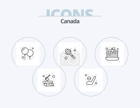 Téléchargez les illustrations : Canada Line Icon Pack 5 Icon Design. flag. winter. flake. skiing. coffee - en licence libre de droit