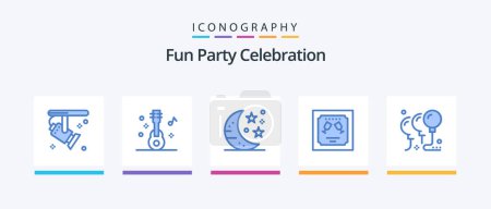 Téléchargez les illustrations : Party Blue 5 Icon Pack Including birthday. letter. bar. invitation. card. Creative Icons Design - en licence libre de droit