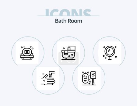 Illustration for Bath Room Line Icon Pack 5 Icon Design. bath. hole. toilet. drainage. tool - Royalty Free Image