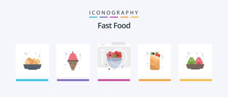 Téléchargez les illustrations : Fast Food Flat 5 Icon Pack Including . food. food. food. drink. Creative Icons Design - en licence libre de droit