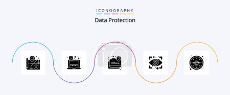 Téléchargez les illustrations : Data Protection Glyph 5 Icon Pack Including data. privacy. protection. gdpr. private - en licence libre de droit