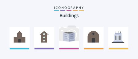 Illustration for Buildings Flat 5 Icon Pack Including mosque. historical building. store. building. housing society. Creative Icons Design - Royalty Free Image