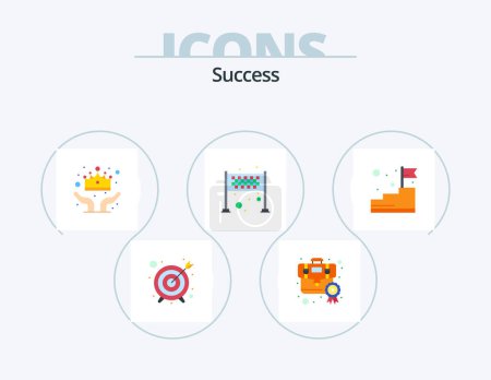 Ilustración de Sucess Flat Icon Pack 5 Icon Design. climb. victory. winner. finish symbol. achievement - Imagen libre de derechos