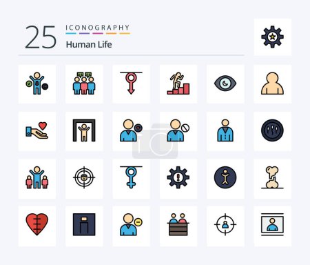 Téléchargez les illustrations : Human 25 Line Filled icon pack including view. human eye. male. eye. employee - en licence libre de droit