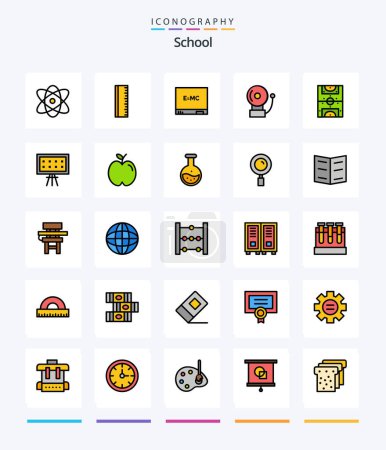 Téléchargez les illustrations : Creative School 25 Line Pack d'icônes tel que l'alphabet. le football. l'éducation. jeu. école - en licence libre de droit