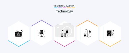 Illustration for Technology 25 Glyph icon pack including . device. electricity. usb. cable - Royalty Free Image