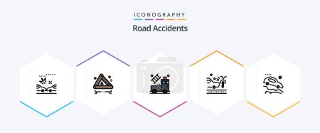 Illustration for Road Accidents 25 FilledLine icon pack including falling down. accident. truck. crash. bicycle - Royalty Free Image