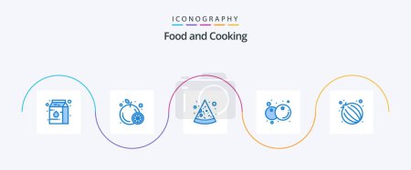 Ilustración de Food Blue 5 Icon Pack Including . vegetable. pizza. onion. healthy - Imagen libre de derechos