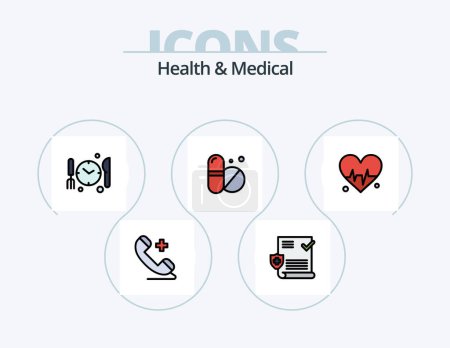 Illustration for Health And Medical Line Filled Icon Pack 5 Icon Design. . weight. beat. sclaes. health - Royalty Free Image