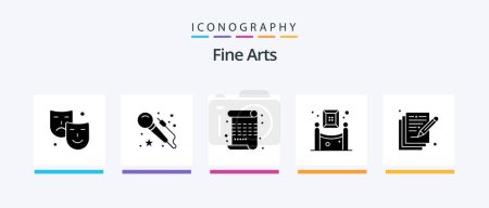 Téléchargez les illustrations : Fine Arts Glyph 5 Icon Pack Including arts. poetry. art. painting. exhibition. Creative Icons Design - en licence libre de droit