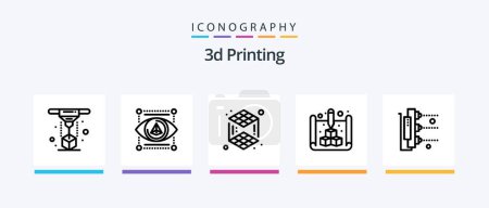 Téléchargez les illustrations : 3d Printing Line 5 Icon Pack Including gadget. 3d. 3d. printer. d. Creative Icons Design - en licence libre de droit