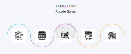 Téléchargez les illustrations : Arcade Line 5 Icon Pack Y compris le jeu. direction. jeu. jouer. disjoncteur - en licence libre de droit