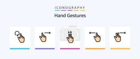 Illustration for Hand Gestures Line Filled 5 Icon Pack Including slide. gestures. click. finger. hand. Creative Icons Design - Royalty Free Image
