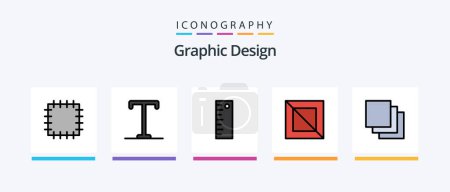 Ilustración de Línea de diseño llena paquete de 5 iconos incluyendo. izquierda. camino. Diseño de iconos creativos - Imagen libre de derechos