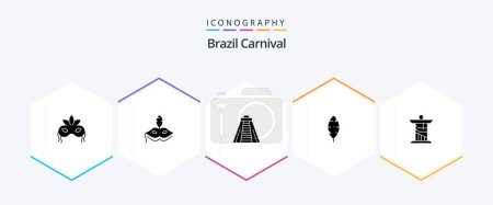 Ilustración de Brasil Carnaval 25 Glifo icono paquete incluyendo escribir. Pluma. chichen itza. celebración. brasileñas - Imagen libre de derechos