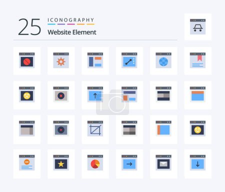 Ilustración de Sitio web Elemento 25 Color plano icono paquete incluyendo página. sitio web. sitio web. url. globo - Imagen libre de derechos