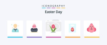 Ilustración de Piso de Pascua 5 paquete de iconos incluyendo pascua. Huevo. Huevo. peso. vacaciones. Diseño de iconos creativos - Imagen libre de derechos