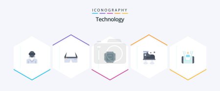 Illustration for Technology 25 Flat icon pack including technology. wifi. glasses. shoes. technology - Royalty Free Image