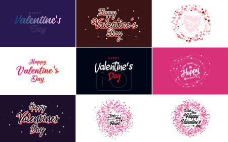 Ilustración de Happy Valentine's Day banner template with a romantic theme and a pink and red color scheme - Imagen libre de derechos