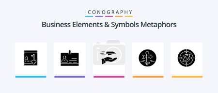 Illustration for Business Elements And Symbols Metaphors Glyph 5 Icon Pack Including travel. map. hand. guide. receive. Creative Icons Design - Royalty Free Image