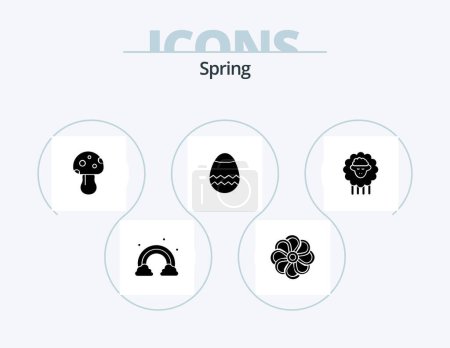 Illustration for Spring Glyph Icon Pack 5 Icon Design. sheep. mutton. mushroom. spring. easter - Royalty Free Image
