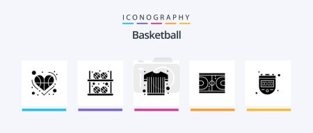Illustration for Basketball Glyph 5 Icon Pack Including olympic. ground. player. game. sports wear. Creative Icons Design - Royalty Free Image