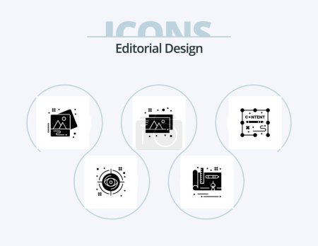 Ilustración de Editorial Design Glyph Icon Pack 5 Icon Design. duplicate. content. image. photos. design - Imagen libre de derechos