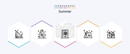 Illustration for Summer 25 Line icon pack including summer. camp. sun. travel. summer - Royalty Free Image