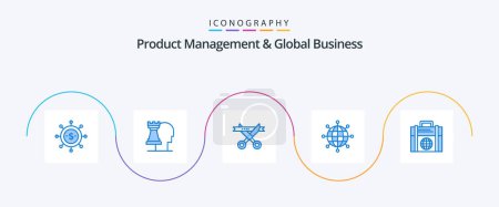 Illustration for Product Managment And Global Business Blue 5 Icon Pack Including investment. modern. business. global. business - Royalty Free Image