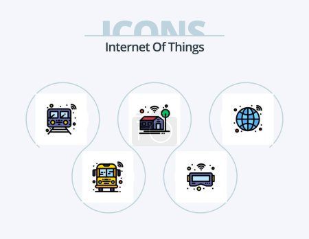 Illustration for Internet Of Things Line Filled Icon Pack 5 Icon Design. car. switch. smart. smart. heart beat - Royalty Free Image