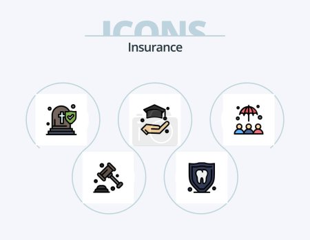 Illustration for Insurance Line Filled Icon Pack 5 Icon Design. policy. document. protection. shop. protection - Royalty Free Image