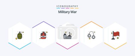 Illustration for Military War 25 FilledLine icon pack including flag. force. military. design. army - Royalty Free Image