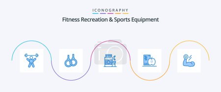 Téléchargez les illustrations : Fitness Recreation And Sports Equipment Blue 5 Icon Pack Including fruits. diet. healthcare. breakfast. sports - en licence libre de droit