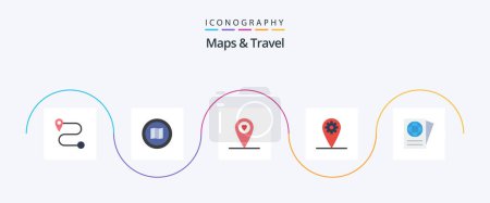 Illustration for Maps and Travel Flat 5 Icon Pack Including . gear. passport - Royalty Free Image