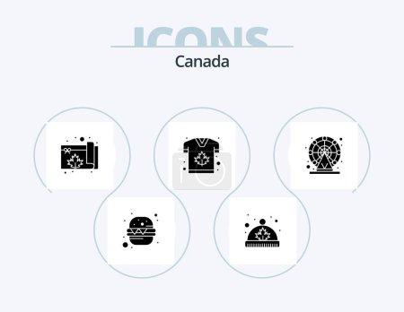 Téléchargez les illustrations : Canada Glyph Icon Pack 5 Icon Design. ferris. L'érable. canada. Feuille. automne - en licence libre de droit