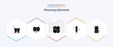 Téléchargez les illustrations : Pharmacy Elements 25 Glyph icon pack including cold . wound. hospital . medical . healthcare - en licence libre de droit