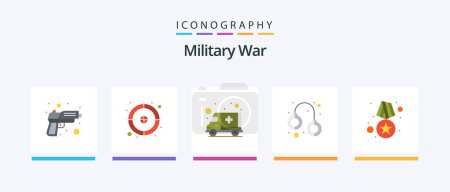 Illustration for Military War Flat 5 Icon Pack Including badge. force. ambulance. design. army. Creative Icons Design - Royalty Free Image