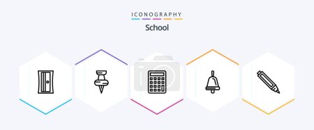 Illustration for School 25 Line icon pack including . . education. pencil. education - Royalty Free Image