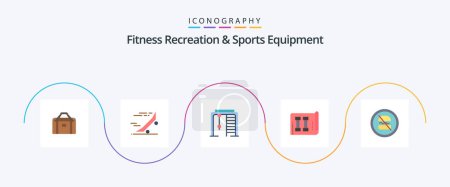 Ilustración de Fitness Recreation And Sports Equipment Flat 5 Icon Pack Including ban. inventory. skateboard. fitness. game - Imagen libre de derechos