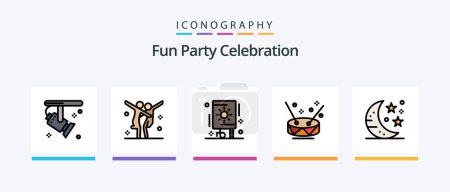 Téléchargez les illustrations : Party Line Filled 5 Icon Pack Including dinner. cafe. instruments. party. guitar. Creative Icons Design - en licence libre de droit