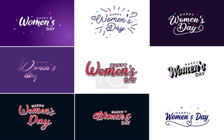 Illustration for Abstract Happy Women's Day logo with a love vector design in pink. purple. and black colors - Royalty Free Image