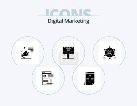 Illustration for Digital Marketing Glyph Icon Pack 5 Icon Design. banner. ad. key. promote. megaphone - Royalty Free Image