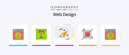 Téléchargez les illustrations : Pack de 5 icônes avec web design plat y compris web. design. programme. culture. du papier. Icônes créatives Design - en licence libre de droit