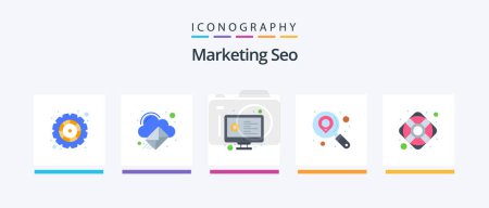 Illustration for Marketing Seo Flat 5 Icon Pack Including safety. search. money. location. analysis. Creative Icons Design - Royalty Free Image
